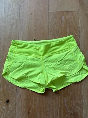 Lululemon Neon Yellow speed short 6